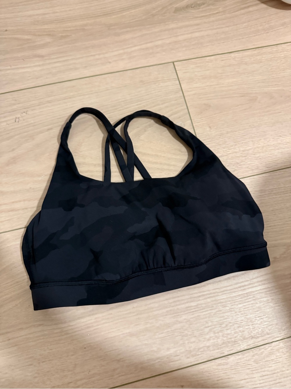 lululemon athletica Black Camo Strappy Sports Bra